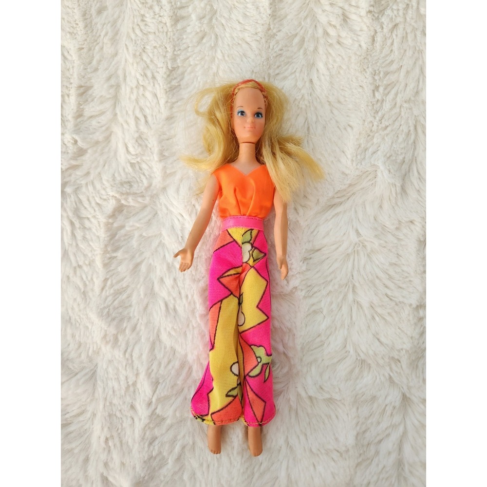 Mattel Vintage 1970 Fashion Rock Flowers Heather Doll 6.5" Missing Glasses